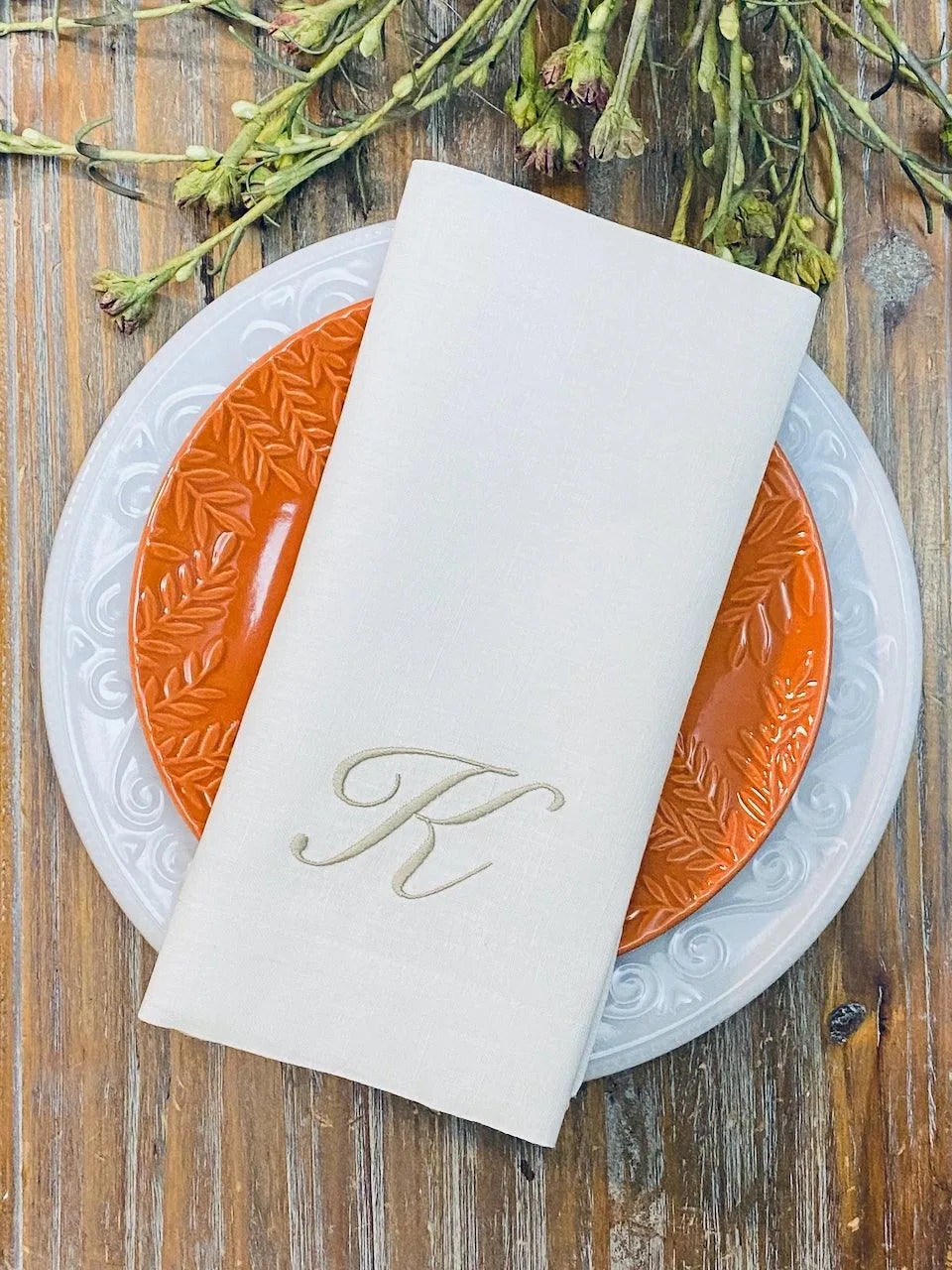 Sophia Monogrammed Embroidered Cloth Napkins