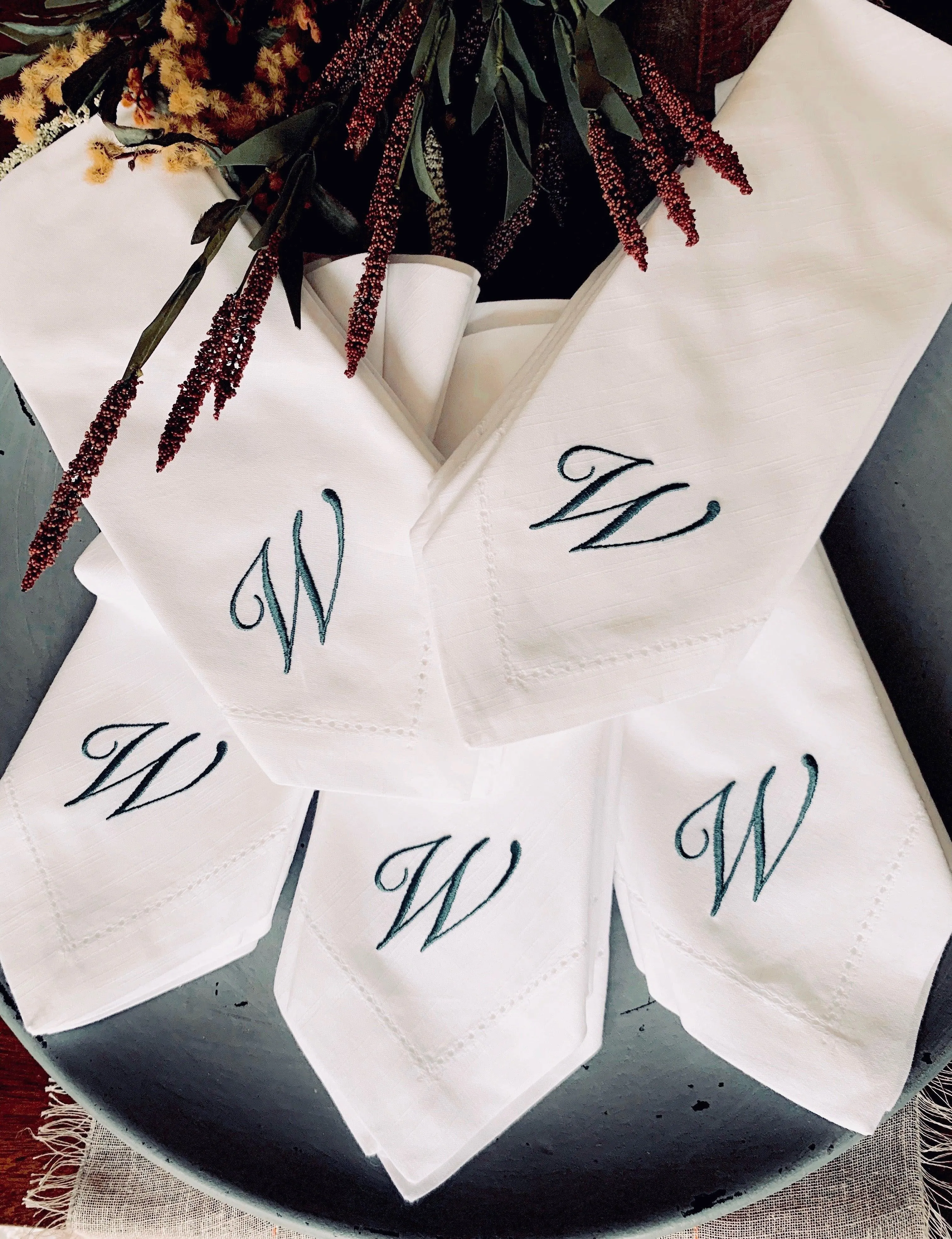 Sophia Monogrammed Embroidered Cloth Napkins