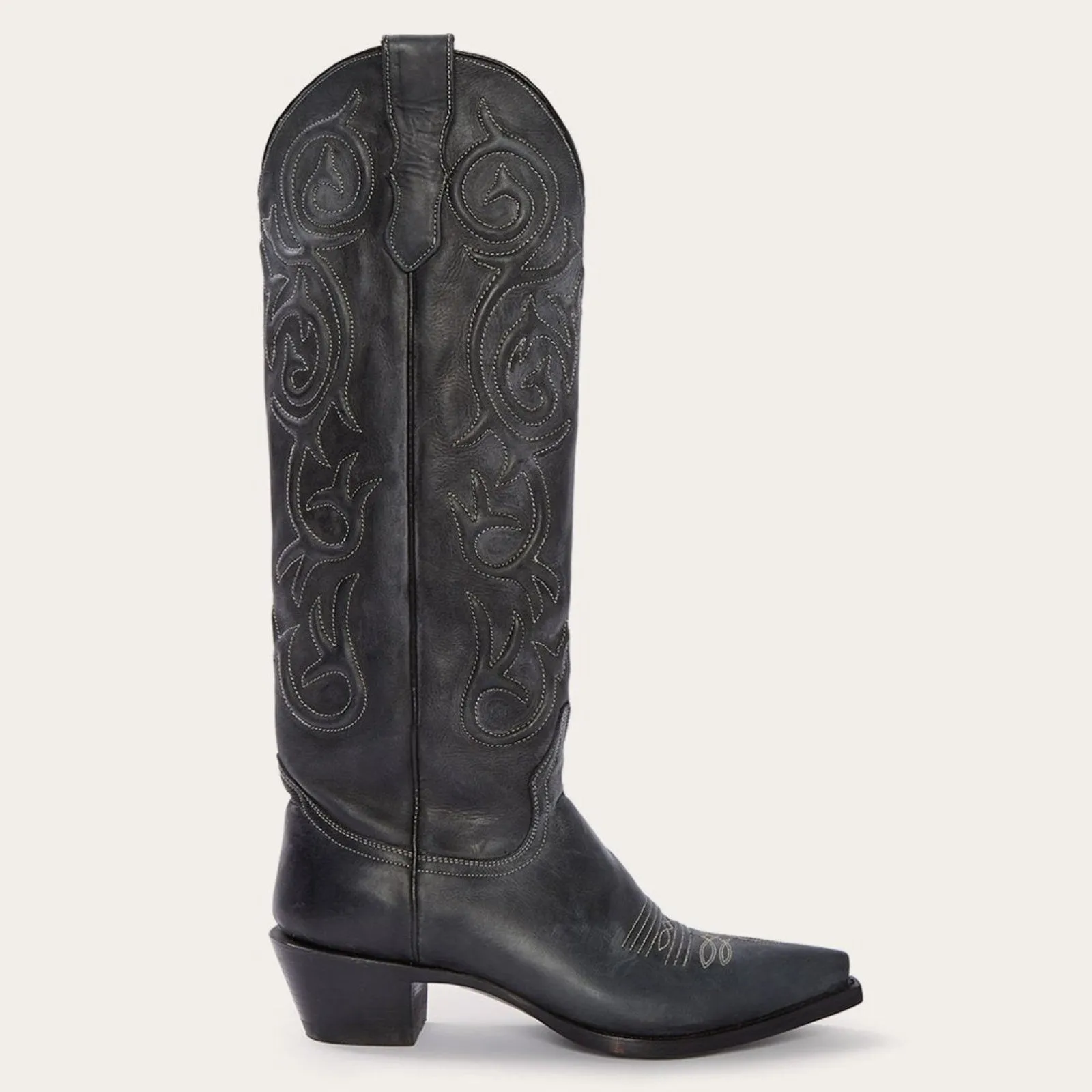 Stetson Women's Black Corded Design Side Zip Snip Toe Boots 1210