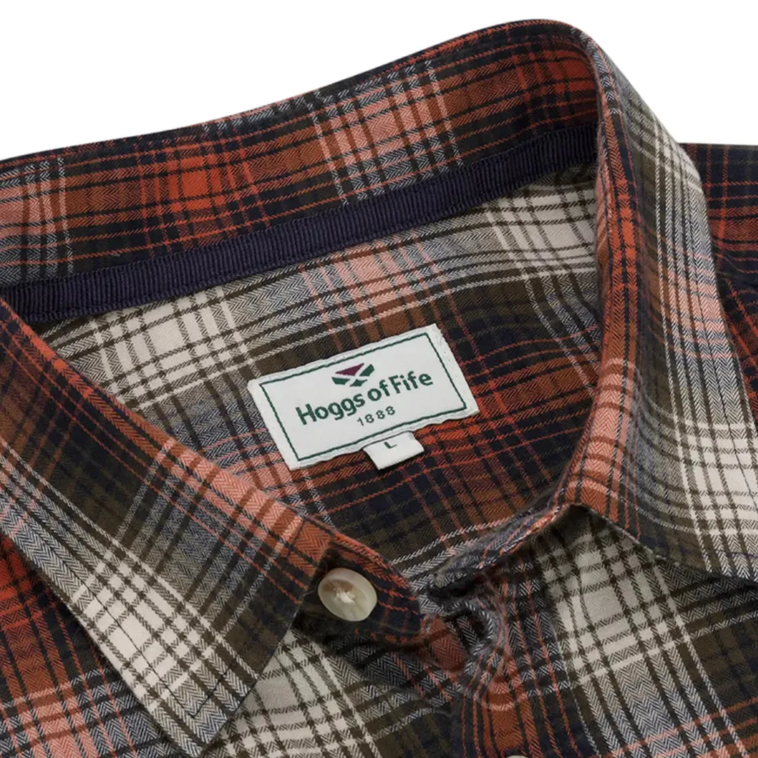 Tiree Herringbone Check Shirt - Rust/Olive/Navy by Hoggs of Fife