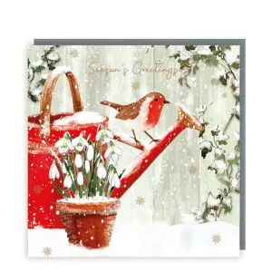 Tracks Publishing Robin & Snowdrops Sparkle Christmas Cards - Pack of 5