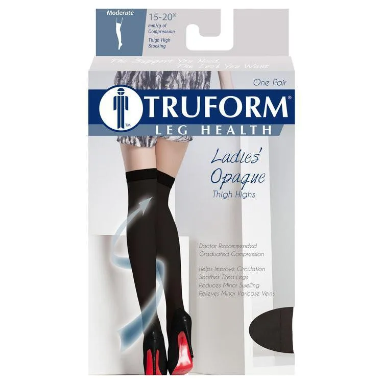 TRUFORM® Ladies Opaque Thigh High 15-20 mmHg w/ Silicone Dot