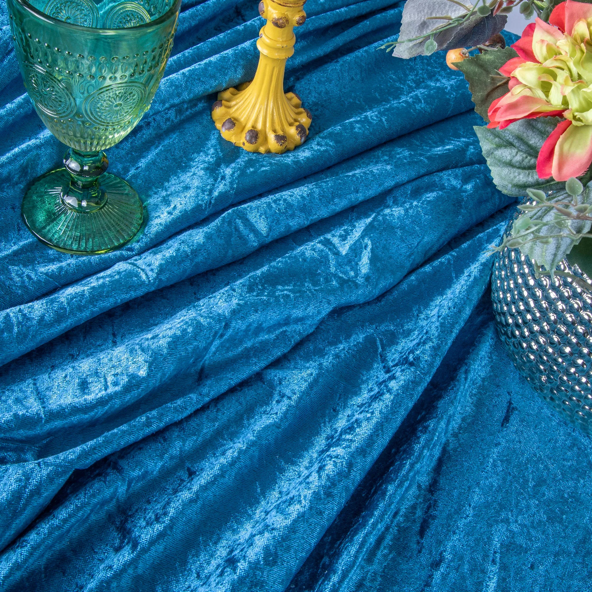 Velvet 120" Round Tablecloth - Dark Teal