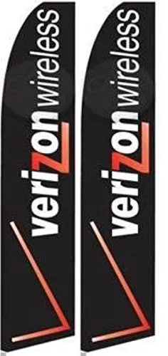 Verizon Swooper Feather Flag Complete Set With Pole And Ground Spike   Extra Flag Sign