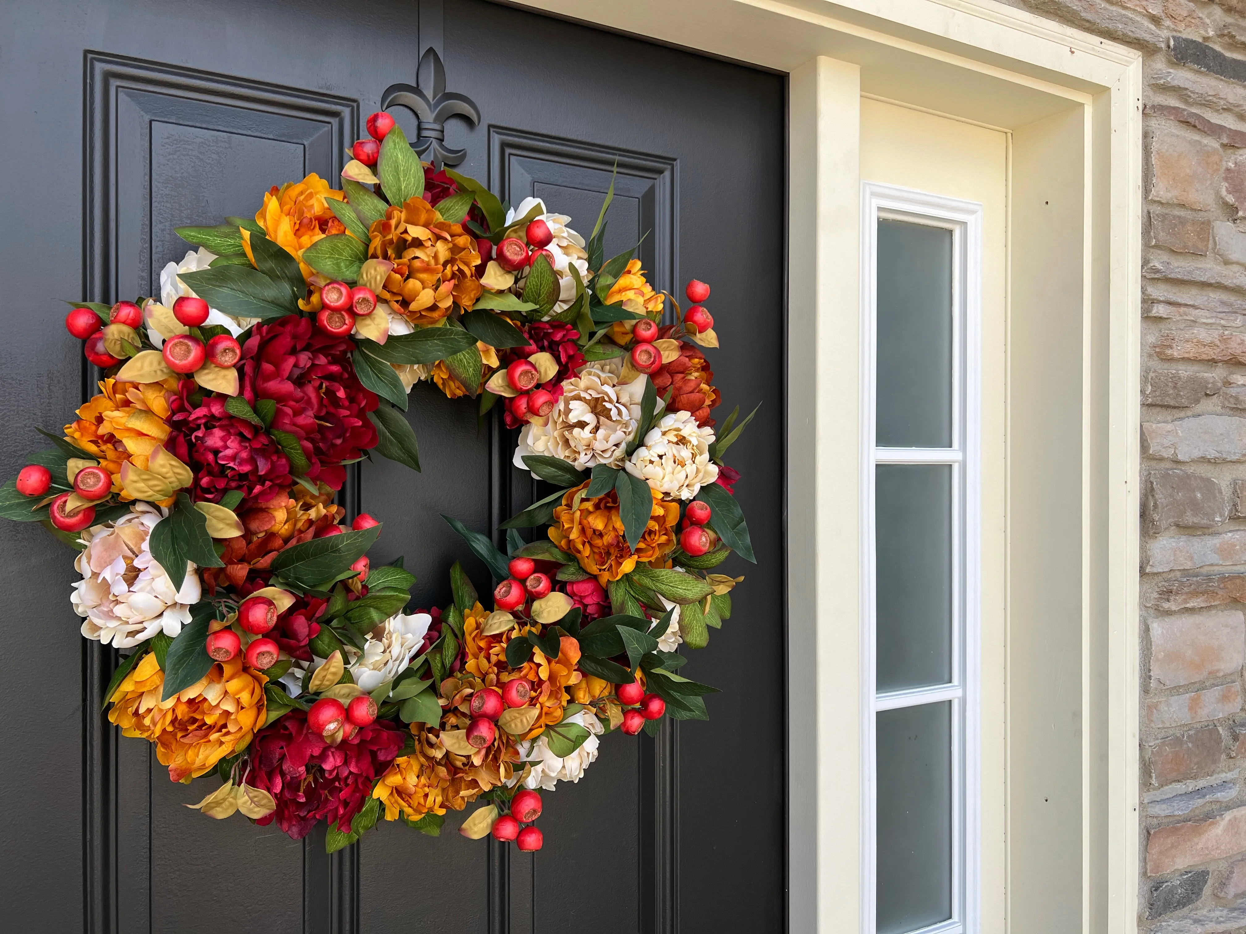 Warm & Inviting Autumn Wreath with Fall Flowers and Pods