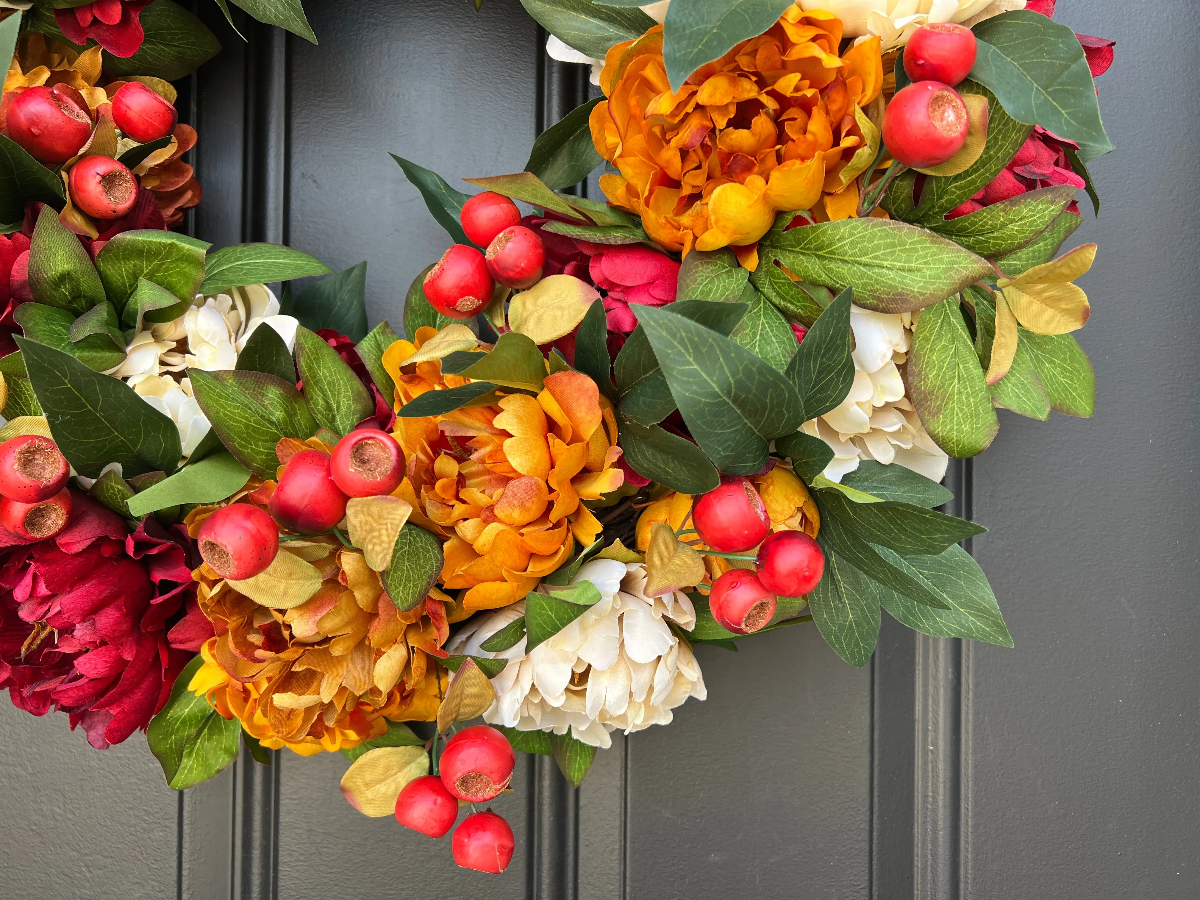 Warm & Inviting Autumn Wreath with Fall Flowers and Pods