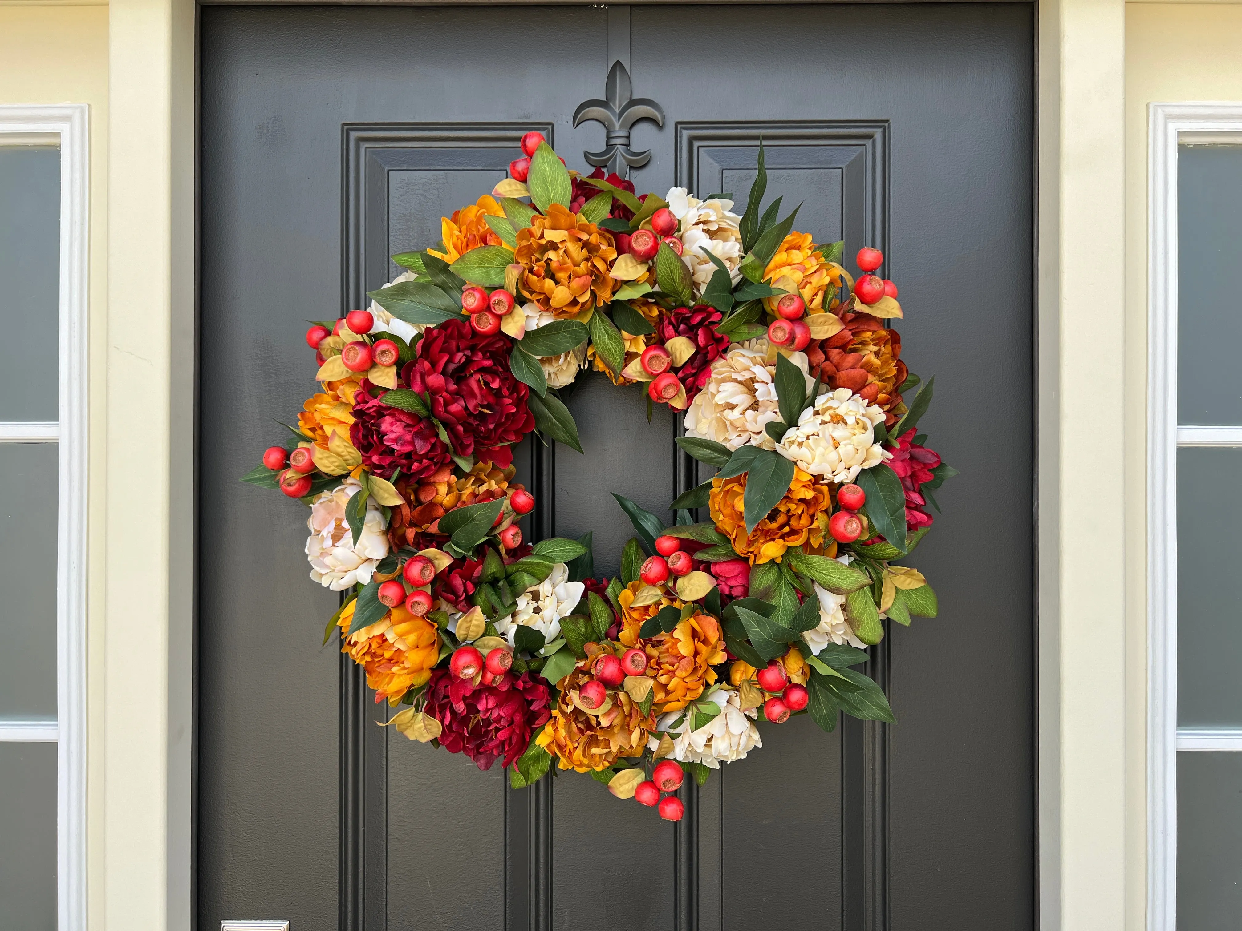 Warm & Inviting Autumn Wreath with Fall Flowers and Pods