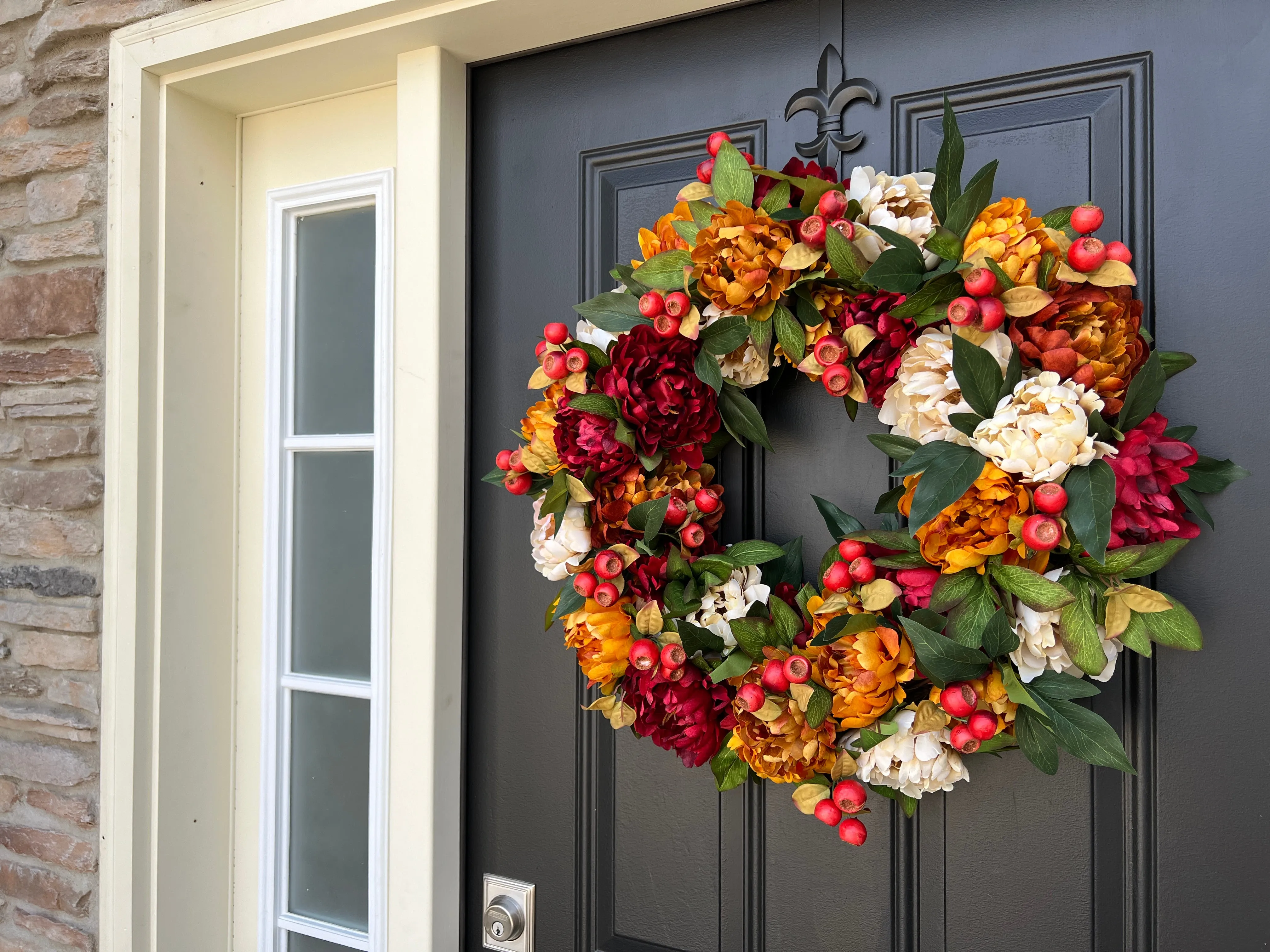 Warm & Inviting Autumn Wreath with Fall Flowers and Pods