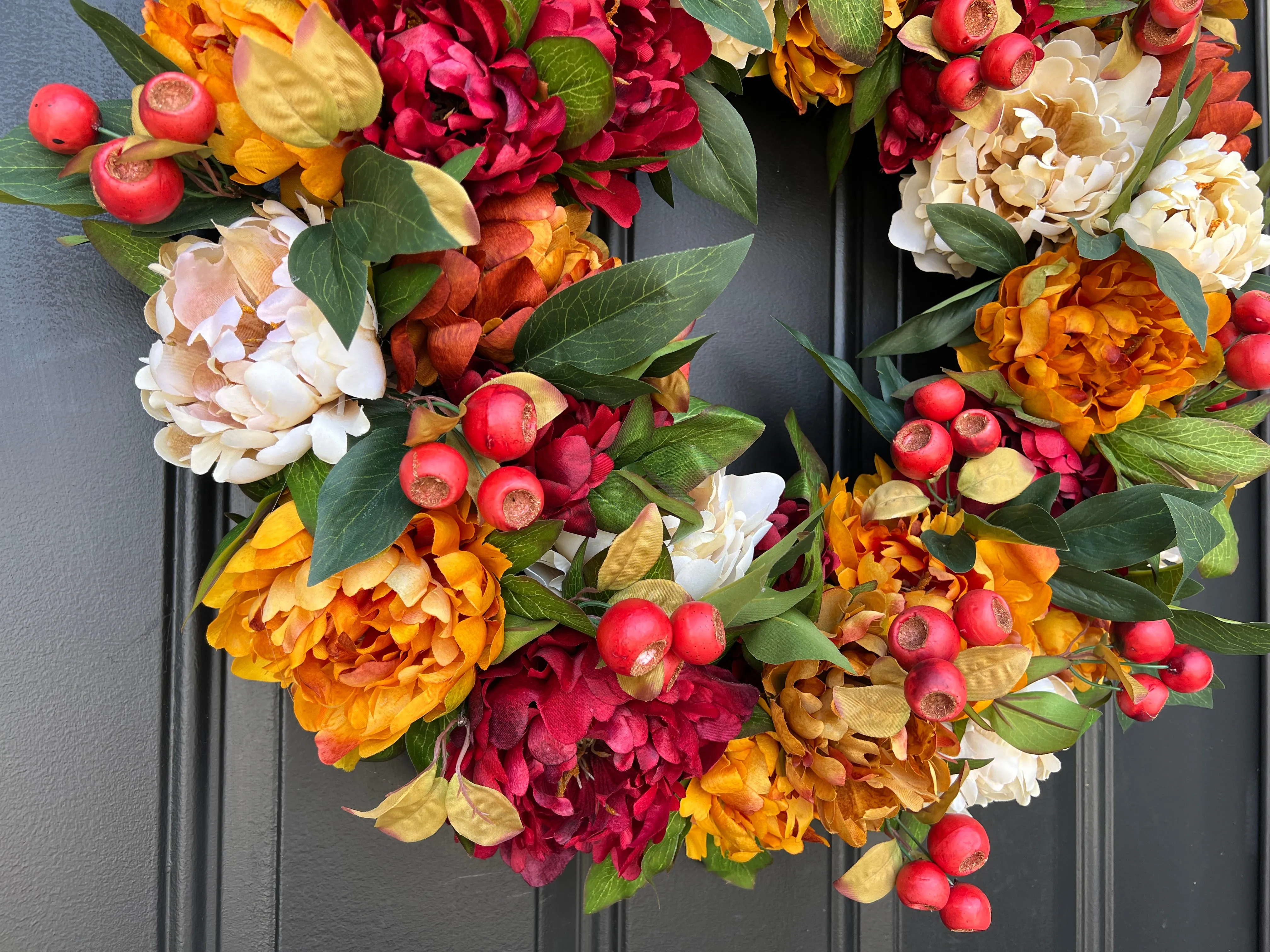 Warm & Inviting Autumn Wreath with Fall Flowers and Pods