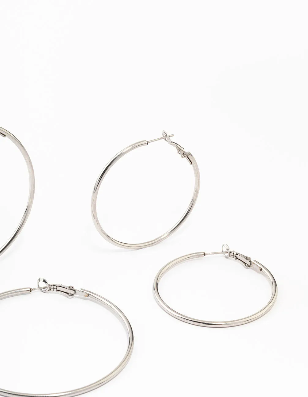 Waterproof Stainless Steel Thin Hoop Earrings 3-Pack