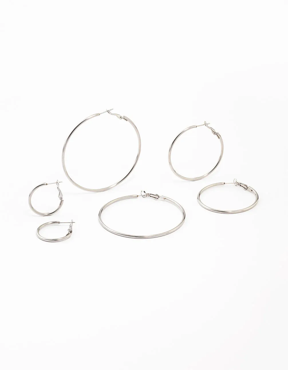 Waterproof Stainless Steel Thin Hoop Earrings 3-Pack