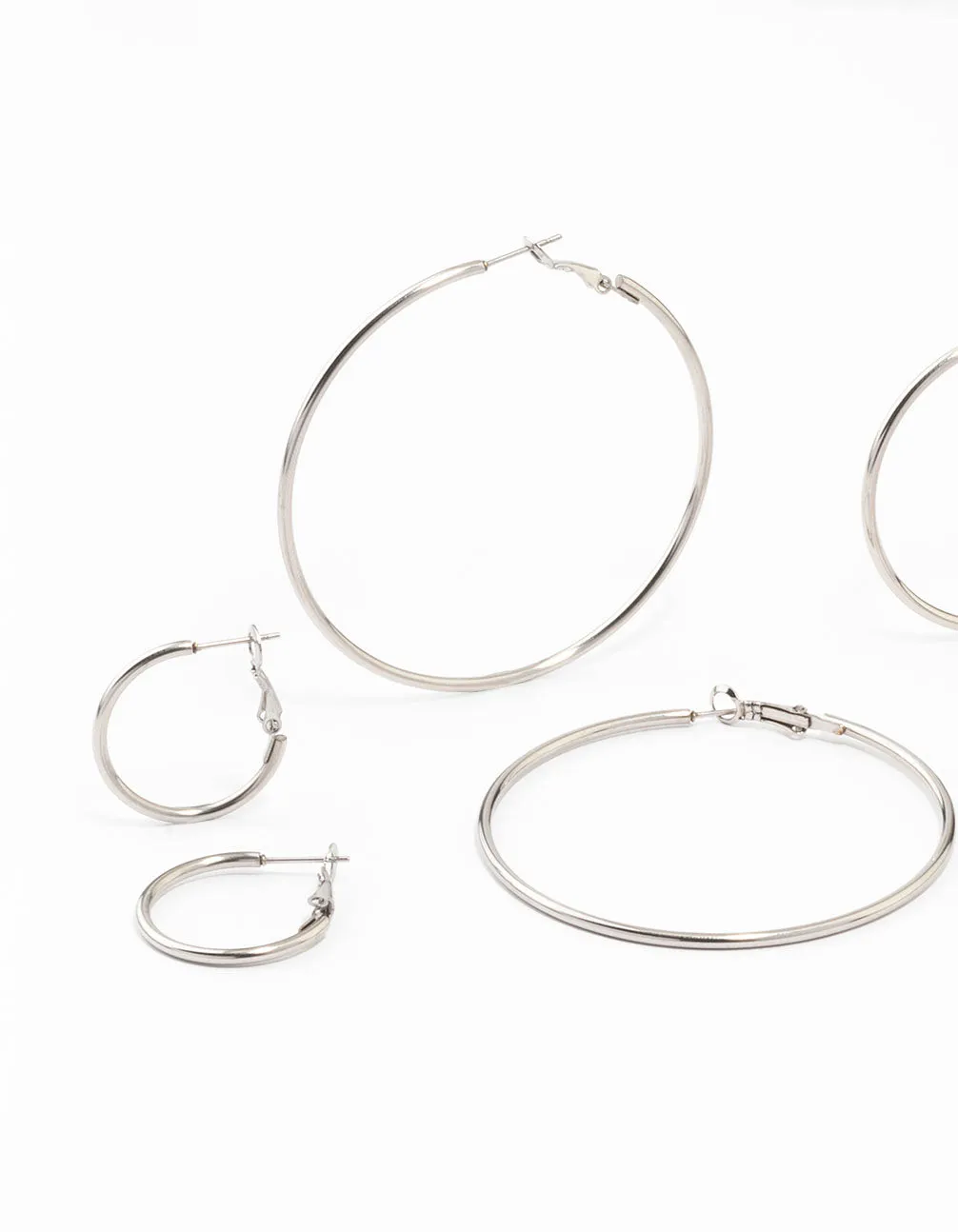 Waterproof Stainless Steel Thin Hoop Earrings 3-Pack