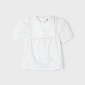 WHITE PUFFED SLEEVE BLOUSE FOR GIRLS