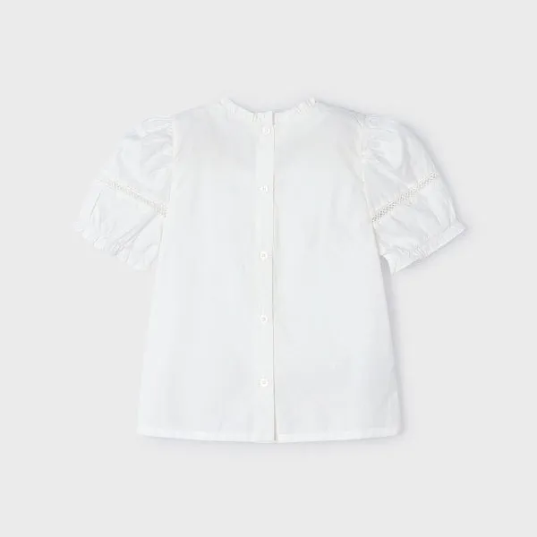 WHITE PUFFED SLEEVE BLOUSE FOR GIRLS