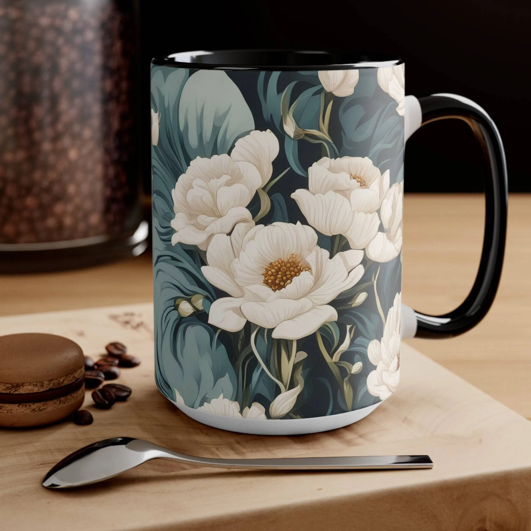 Winter Flowers, Ceramic Mug - Perfect for Coffee, Tea, and More!